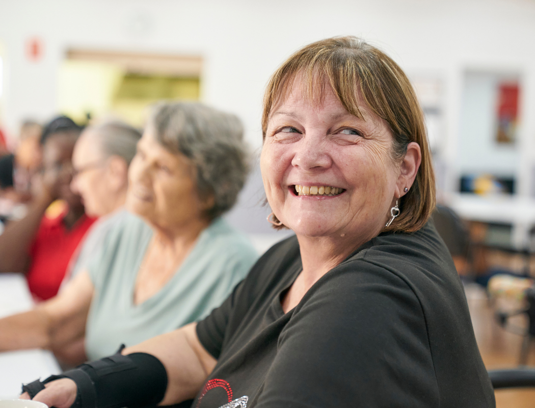 client smiling