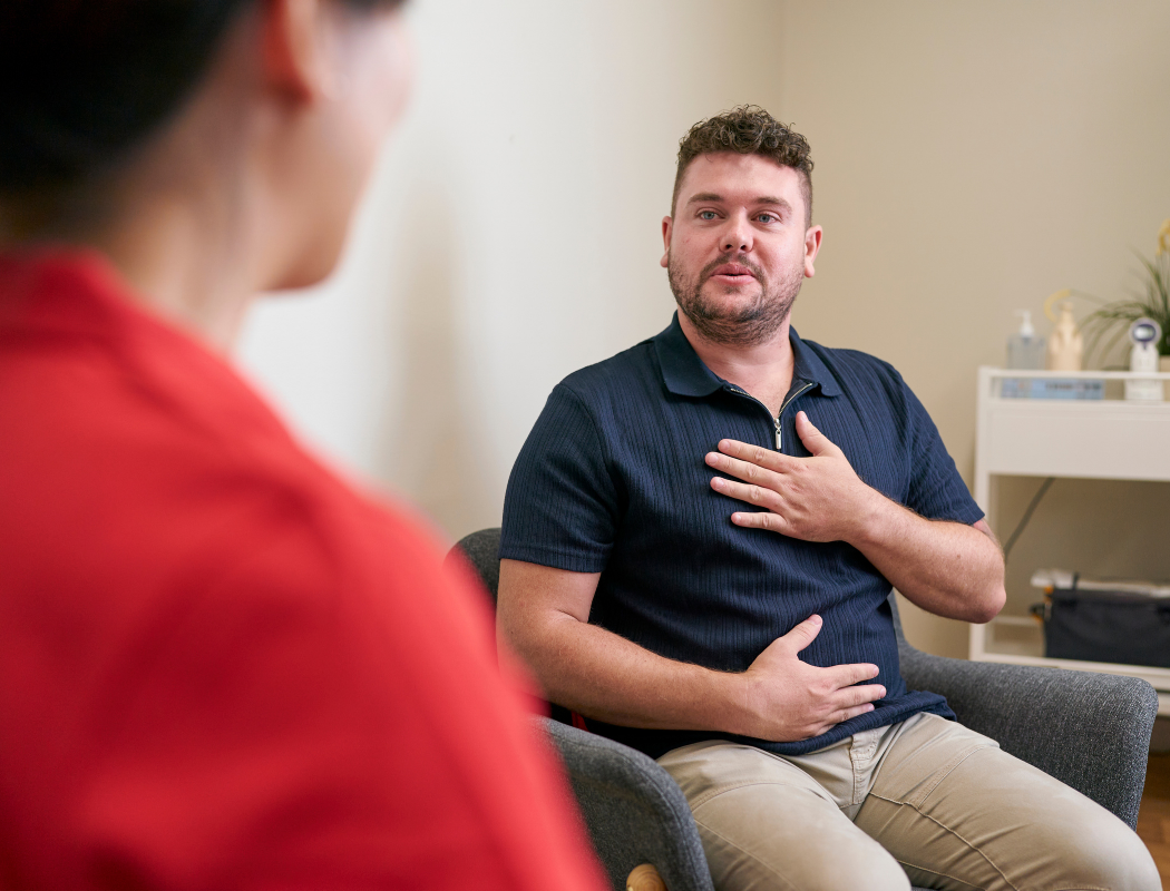 client during speech pathology session