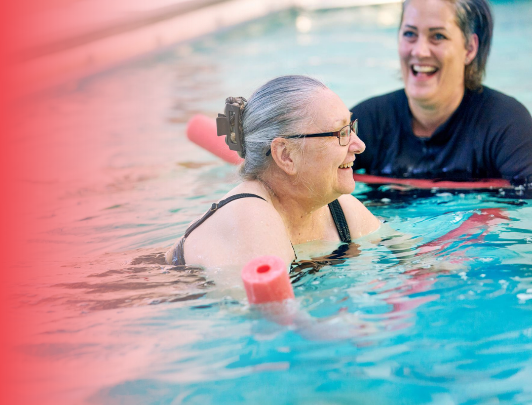 client in pool during hydrotherapy session