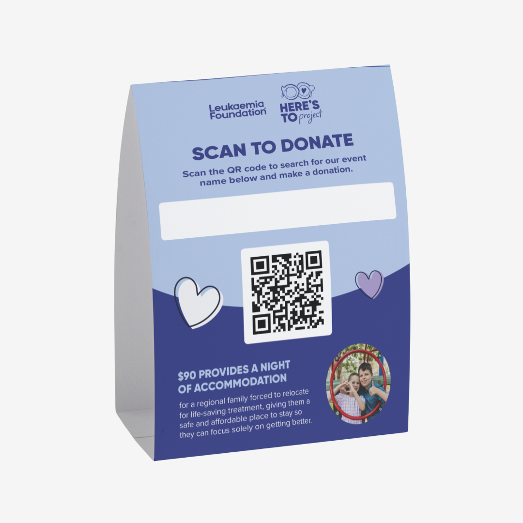 'Here's To': Project - Donate Table Tent