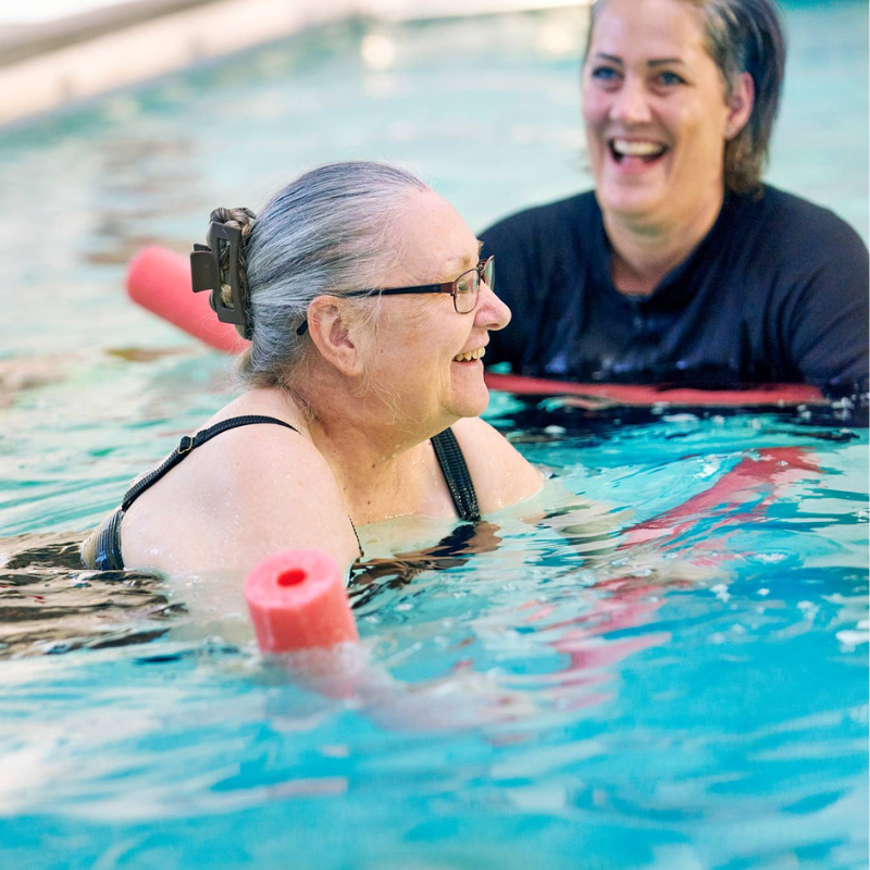 client in pool during hydrotherapy session